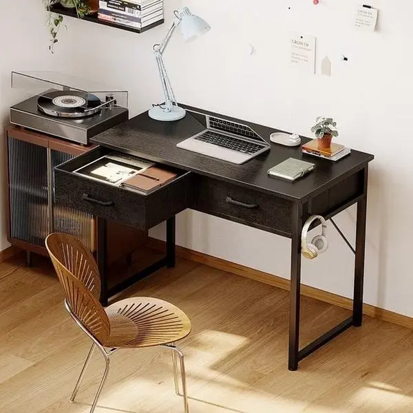 32 Inch Writing Desk with Fabric Drawers, Modern Study Table with Storage for Student/Kids, Small Computer Desk for Small Space, Home Office Desk