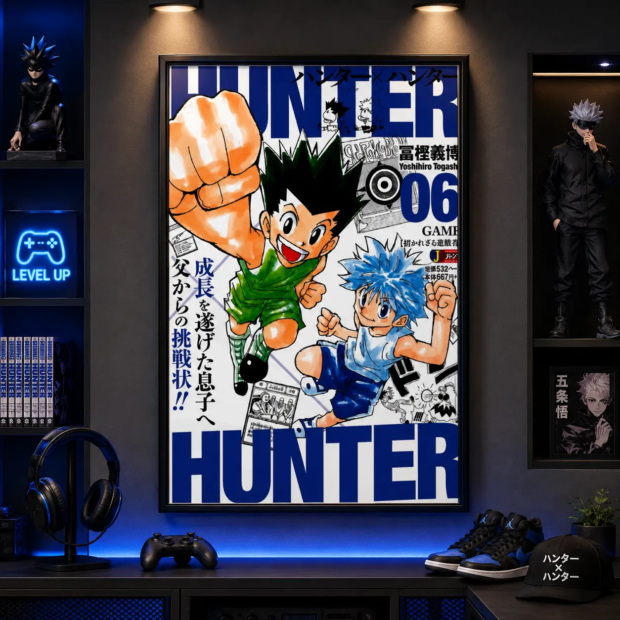 Hunter x Hunter Gon & Killua Canvas Poster, Vintage Manga Cover Wall Art, Anime Room Decor Unframed