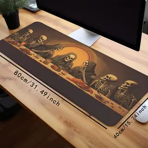 Skeleton Pattern Mouse Pad, Vintage Design Large Gaming Mouse Pad, Non-Slip Rubber Base Stitched Edge Desk Pad for Home Office Desk Laptop Desktop, Halloween, Desk Accessories, Desk Gadgets