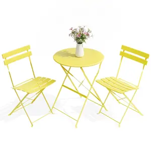 TLGREEN 3-Piece Folding Bistro Set Outdoor, Powder Coated Weatherproof Patio Furniture Set, Bistro Table and Chairs Set of 2 for Cafe, Patio, Garden, Balcony, Space Saving