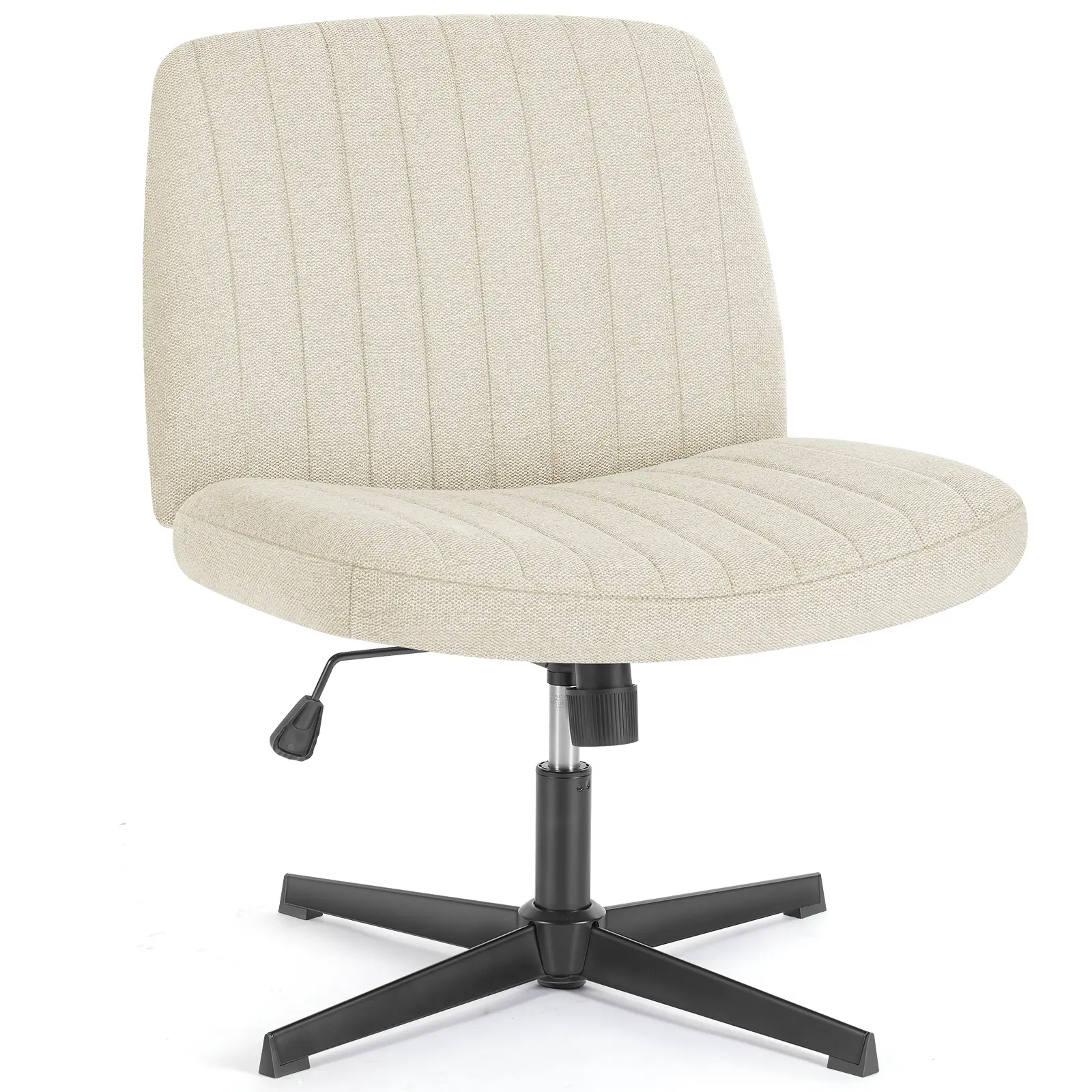 Height Adjustable Criss Cross Chair - Armless Desk Chair No Wheels Cross Legged Office Chair Wide Swivel Home Office Desk Chairs