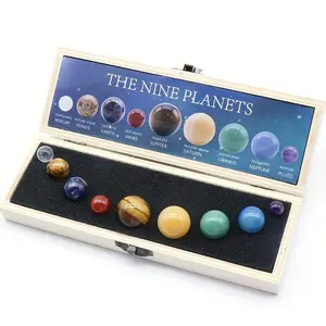 Deluxe Solar System 9 Planets Natural Stone Set, Crystal Collection for Galaxy Decor, Unique Mineral Specimen Gift Box, Hand Selected Crystals, Intuitively Chosen Crystals, Crystal Decorative Stones