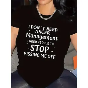 Women's Bold Statement T-Shirt - Funny Saying Tee - Lightweight Polyester Shirt for Restaurant, Office, Casual Attire - Machine Washable Round Neck Top - Expressive Casual Outfit Essential, Restaurant Clothing
