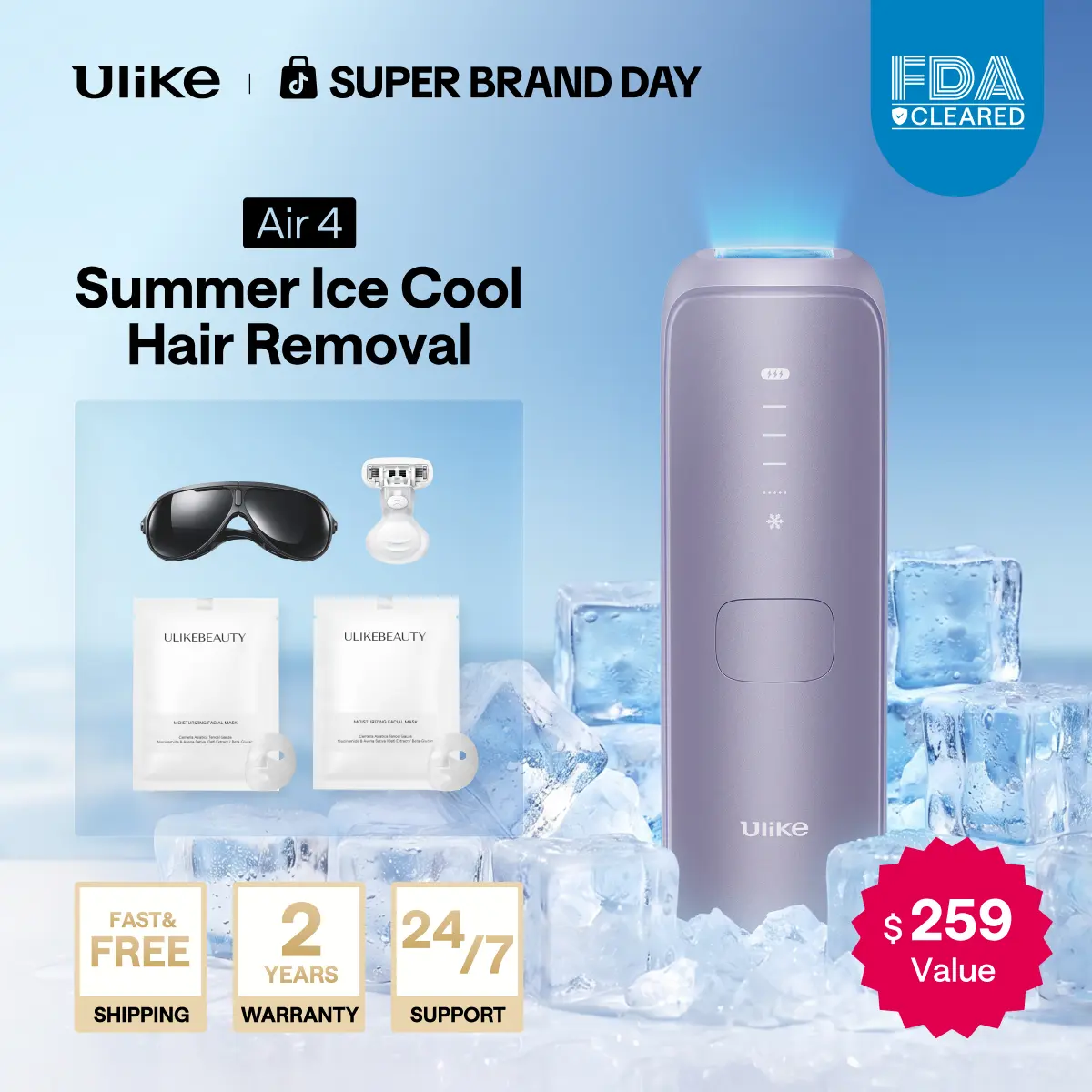 2026 New Arrival Ulike Air 4 IPL Hair Removal Device - Increased Power, Convenient Operation, Ice-Cooling Contact Technology, Skin Sensor - For Women & Men - Up to 90% Hair Reduction in 4 Weeks - Comfortable & Effective