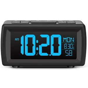 Large Digital Multifunctional Led Alarm Clock Radio with Va Display, Seven-Color Backlight, Portable Fm Radio, Sleep Timer, Bedside Clock for Seniors, Desktop Electronic Clock, USB Powered Clocks