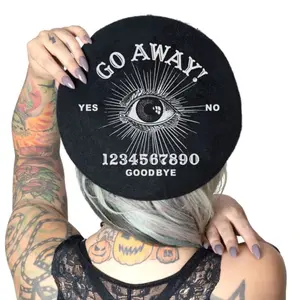 Kreepsville 666 Go Away! Ouija Planchette Black Beret Hat