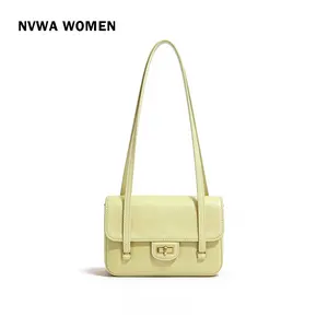 Women's Flap Shoulder Bag, Butter Yellow Minimalist Design, Perfect Underarm Purse, Chic Baguette Handbag, Spring Summer