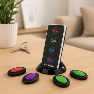 Wireless Key Finder with 4 Color-Coded Receivers Smart Item Locator for Keys Wallet Glasses & Pets 100 ft Range LED Beep No App Needed