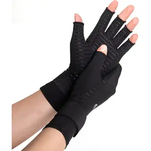 Copper Arthritis Gloves For Women Men, Wrist Reinforcement Fingerless Arthritis Compression Gloves For Relieving Carpal Tunnel Aches, Rheumatoid Pains, Joint Swell