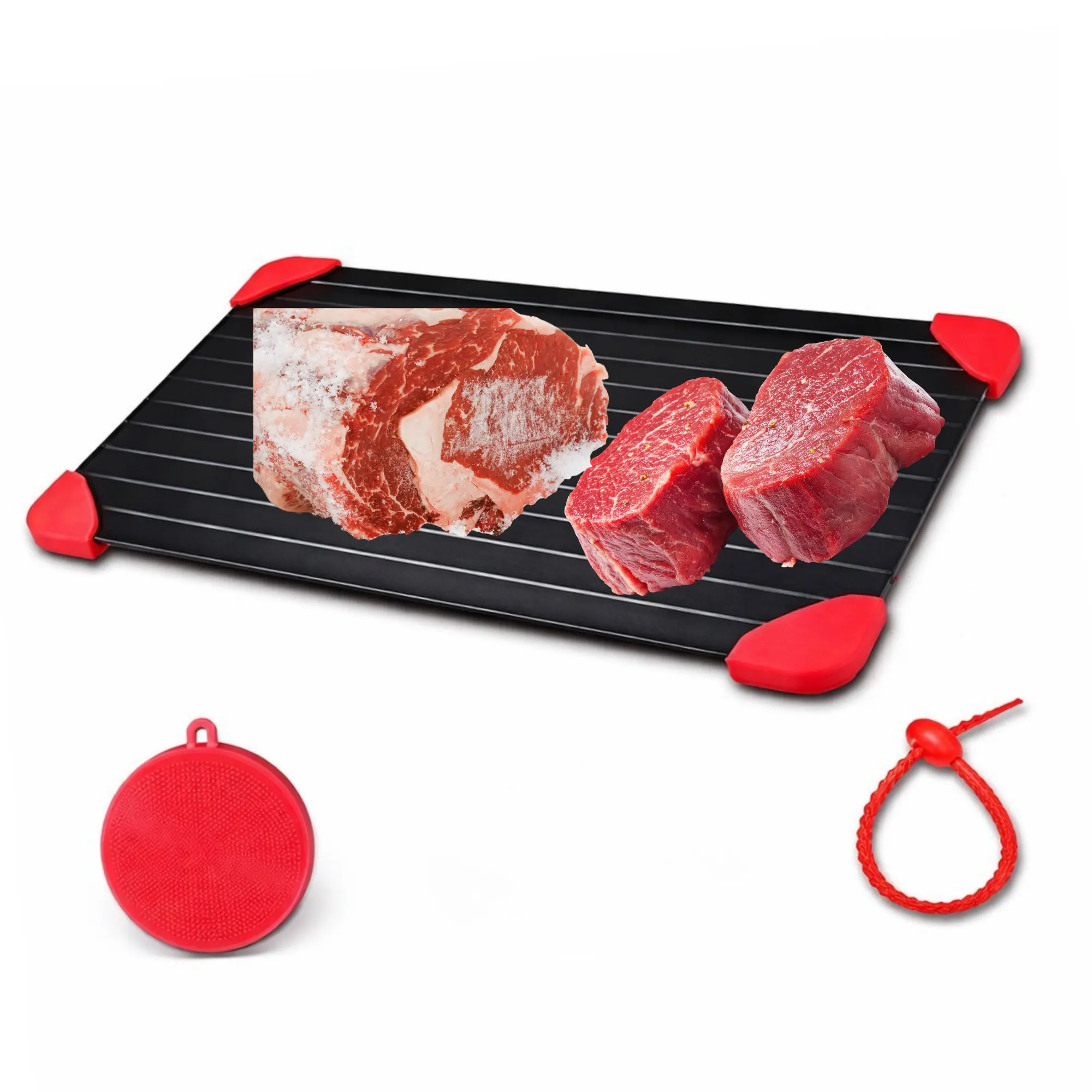 Defrosting Tray for Frozen Meat, Quick Thaw Tray Aluminum, Meat Thawing Plate, BBQ & Grilling Accessories Kitchen Gadget