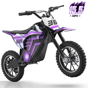 500W Electric Dirt Bike, 36V 15Ah Lithium Battery, Up to 15.5 MPH, 23.6 Miles Range, Hydraulic Suspension, Dual Disc Brakes, Off-Road Electric Motorcycle with 165 lbs Max Load