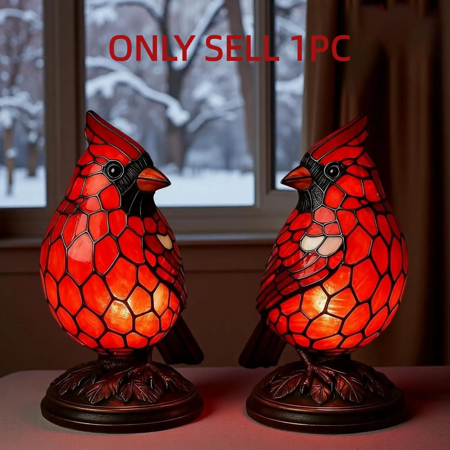 Christmas Decoration Festive Theme Bird Statue Lamp, Bird Decorations, Hand-Painted Resin Cardinal Light, Unique Lighting, Bedside Tabletop Living Room Bedroom Home Decor Ornaments, Decorative Ornament, Holiday Ornament, Warm Glow