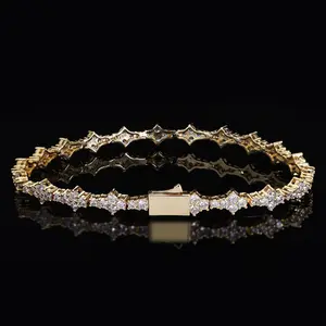 Gold Flower Shaped CZ Bracelet