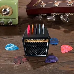 Vintage Guitar Pick Holder Box, Portable Guitar Picks Storage Case, Retro Speaker Design, Portable Guitar Accessories, Gift for Guitar Lovers