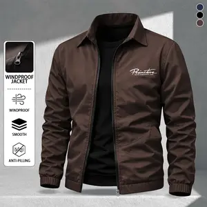 Men's stylish letter print collared jacket suitable for skin-friendly fabric, zipper design, street skateboard style, casual commuting wear, light business, sports, and simple jackets