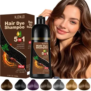 Dark Chocolate Hair Dye Shampoo, 5-in-1 Hair Color Shampoo for Gray Hair Coverage for Women & Men, Natural Brown Shampoo Hair Dye Colors Hair in Minutes, Natural Color Depositing Conditioner, Shampoo Tinte Para El Cabello, Champu Para Canas