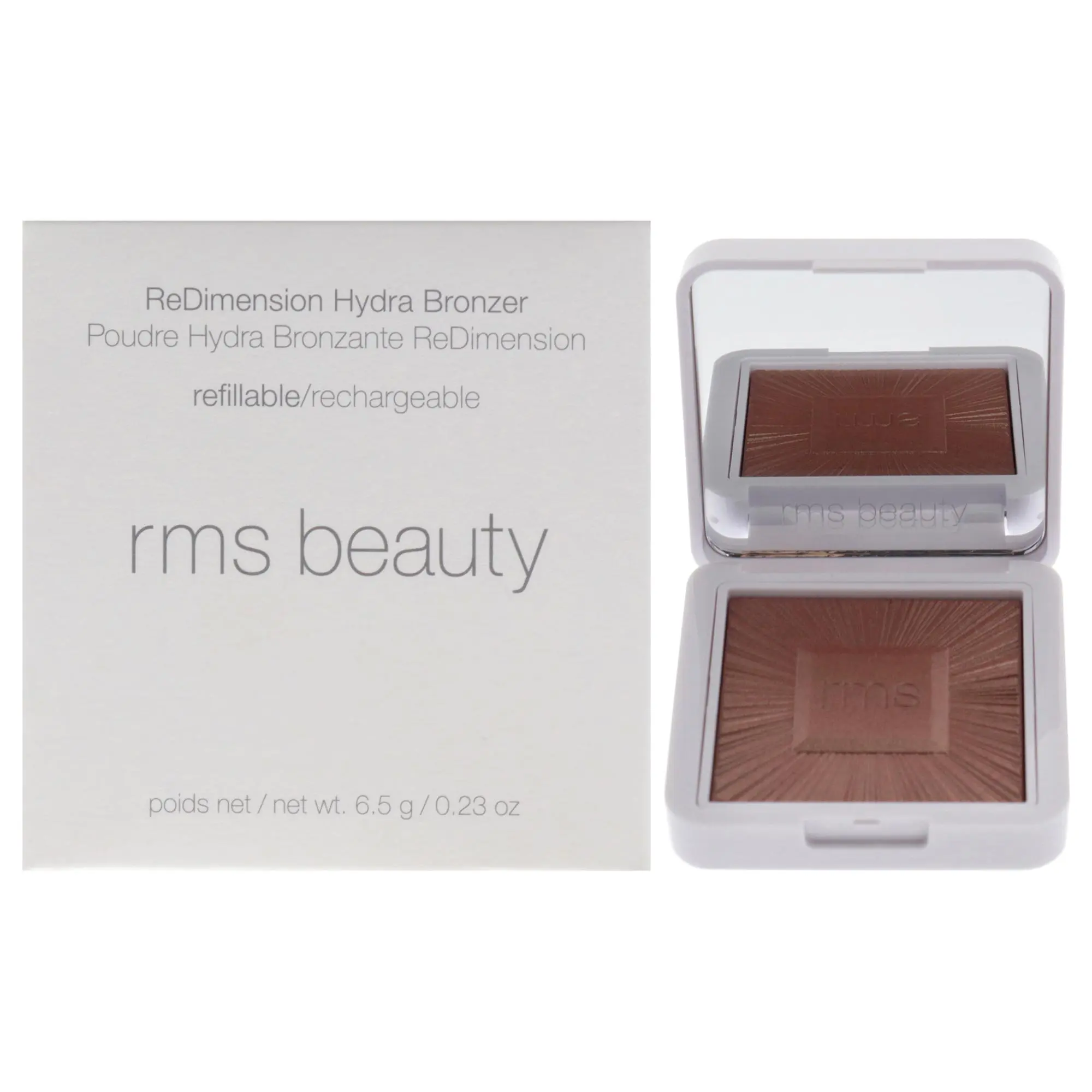 RMS Beauty ReDimension Hydra Powder Bronzer - Bikini Beach, Compact Female Makeup with Natural Glow & Radiant Finish, 0.23oz Refillable Bronzer for Women, Sun-Kissed Look