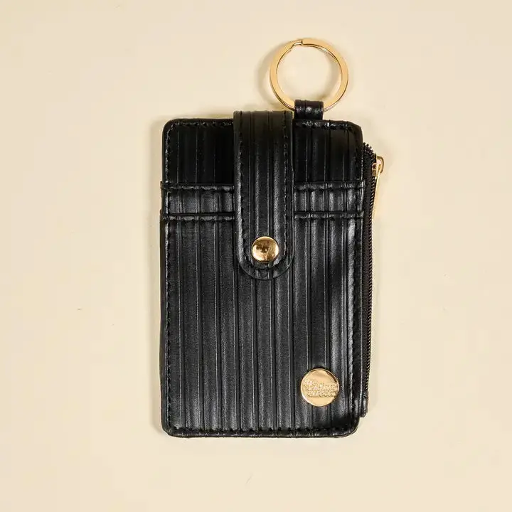 Black Ripple Ridge Keychain Wallet