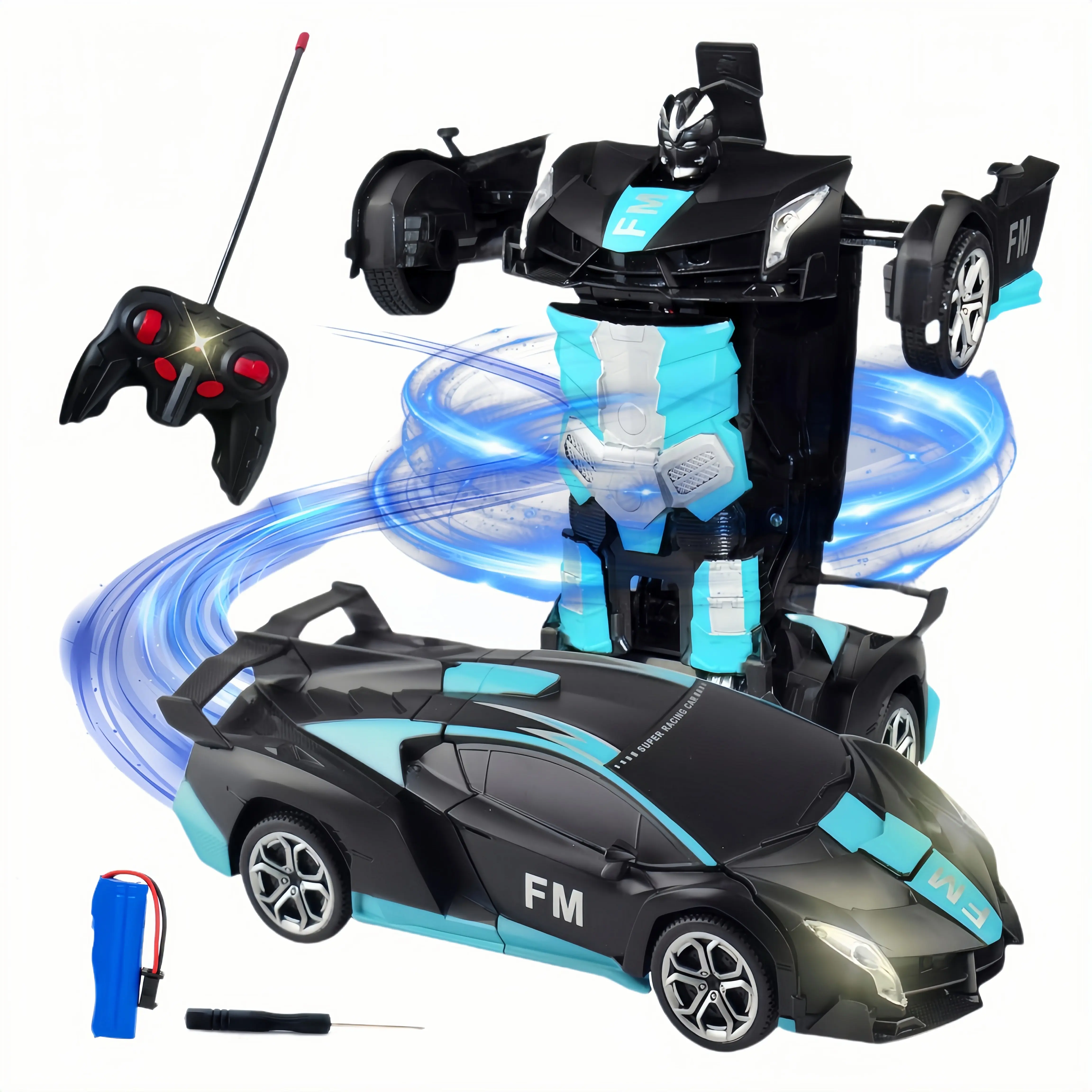 Tibibee Transforming RC Car for Kids Ages 4-8, 360° Stunt Remote Control Car, Boys Toys - 1:18 Scale, 2.4GHz High Speed RC, 360° Rotation, Automatic, Rechargeable Batteries, Durable ABS Plastic, Outdoor Toy for Boys 3-15, Prime Day Birthday Gift