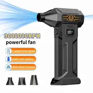 Portable, Cordless Turbine Jet Blower, 9000000RPH High-Power Snow Blower, 6000mAh battery pack, USB-C Fast Charging, 5 wind speed modes, Suitable for Dust Removal (cars/computers), Snow Pile Clearing, Leaf Blowing, Cleaning tools