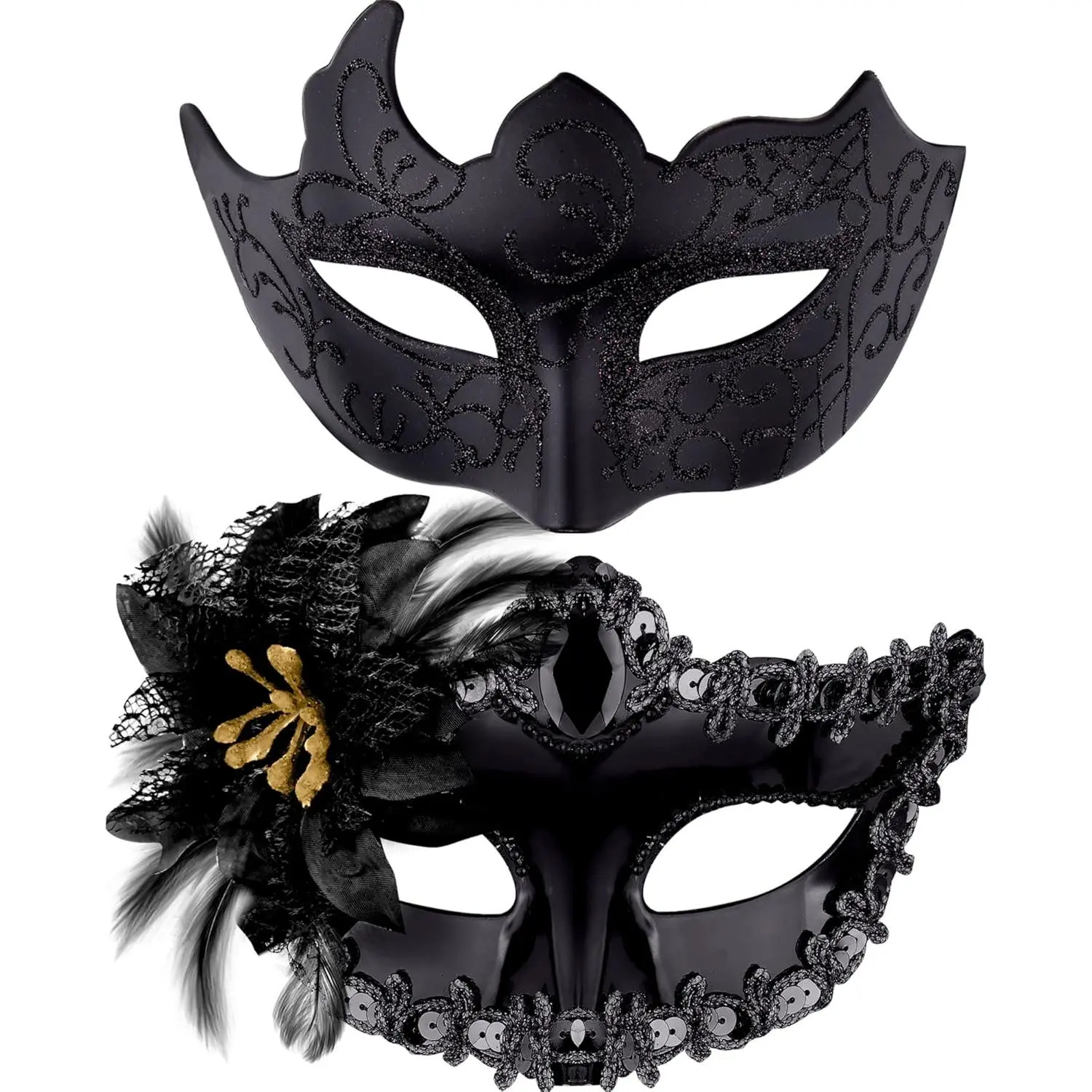 Couple Masquerade Masks Set Venetian Party Mask Plastic Halloween Costume Mask Mardi Gras Mask for Women and Men
