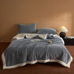 1pc Cationic Jacquard Double-Sided Plush Blanket, Soft and Skin-Friendly, Comfortable and Warm, Suitable for Bedroom, Sofa, Travel, Office Nap, Soft Cozy Blanket