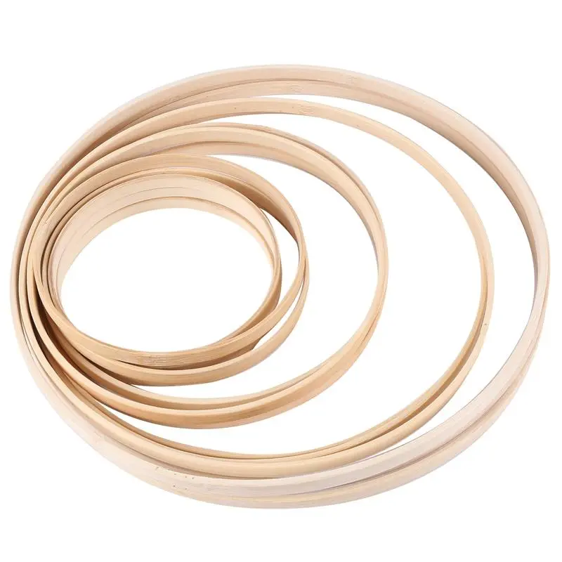Eco-Friendly Decorative Wooden & Bamboo Crafting Rings (15 Pieces, Multi-Size Diameters) - Flexible Floral/Macrame Hoops for Handcraft Lovers, Car Exterior Decoration, DIY Wedding Wreath