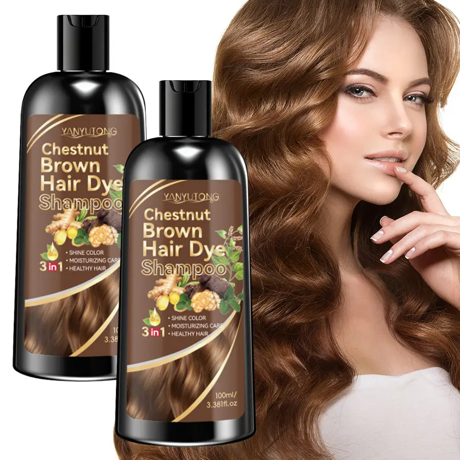 100ml chestnut brown herbal hair dye shampoo, gentle non-irritating herbal extract, hair dye, Hair coloring, Hair Dyeing, shampoo and hair care three in one, easy to use, making hair look healthy and shiny, suitable for both men and women, Hair Products
