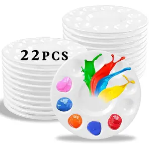 22pcs White Plastic Paint Tray Palettes for Kids or Students DIY Craft Class or Art Class
