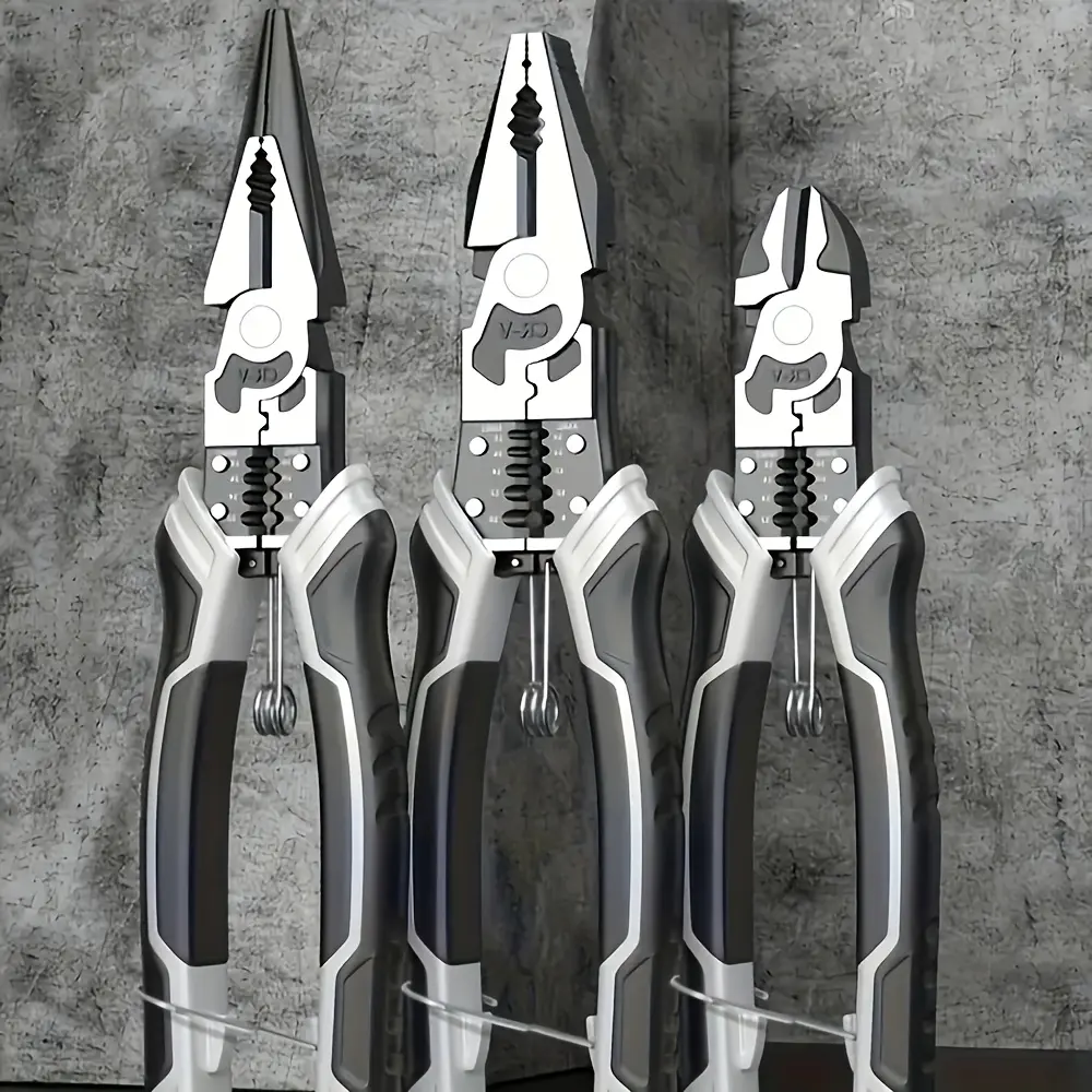 Multi Purpose Wire Stripper Crimping Pliers Wire Cutter Long Nose Pliers Diagonal Side Cutting Pliers 5 in 1 Electrician Tool Set for Electrical Maintenance Wiring Repair Hardware Tasks Durable Ergonomic Handle Professional Hand Tool Kit
