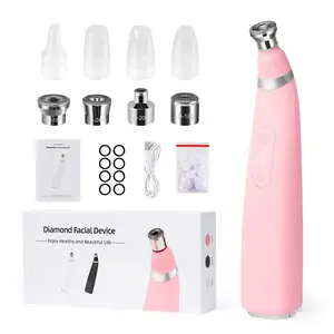 Portable Diamond Microdermabrasion Machine, 3 Modes Facial Device, Includes 4 Diamonds & 4 Plastic Tips, Blackhead Removal, Deep Pore Cleaning, Facial Beauty Instrument