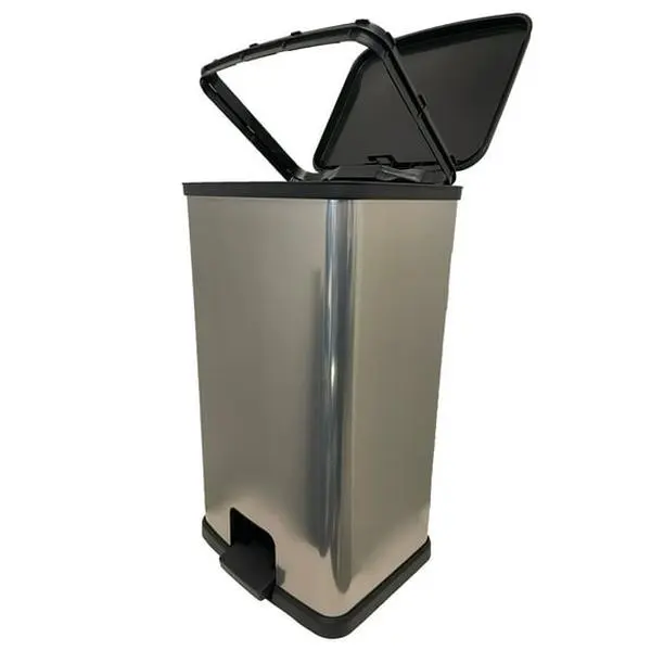 Mainstays 13.2 Gal Plastic Step Kitchen Trash Can with Lid, Indoor Waste & Recycling Bin for Home Care Supplies
