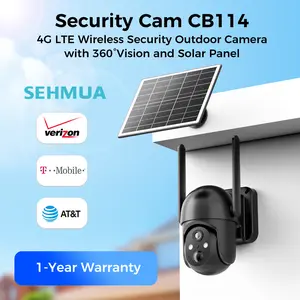SEHMUA 4G LTE Cellular Solar Surveillance Security Camera CB114S- 2K HD Video 360° View Not Support WiFi Remote APP Controlled Waterproof Motion Activated Night Vision 4G Data Reill is Required