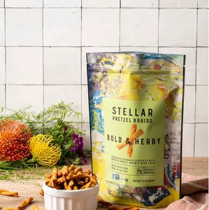 Stellar 2 pack Snacks Bold & Herby Pretzel Braids Snack - Vegan Butter Braids with Roasted Garlic & More Fruit 12 oz Healthy