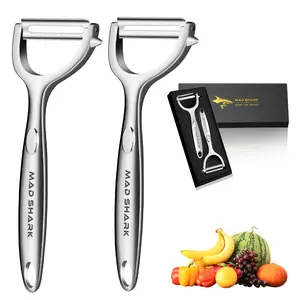 MAD SHARK Stainless Steel Peeler & Skin Scraper – Multi-Purpose Fruit & Veg Peeler for Potatoes, Carrots & Melon – Sharp Blade for Easy Peeling – Quick Prep – Summervibes