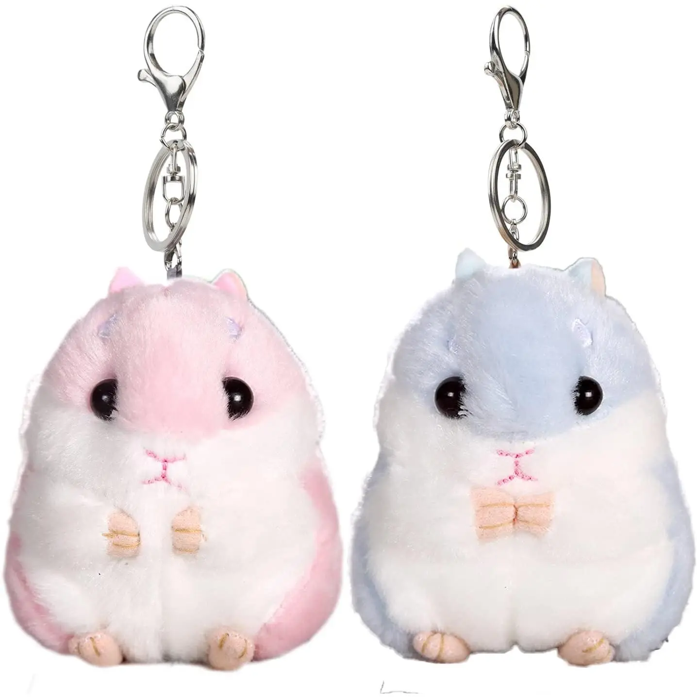 2-Piece Hamster Plush Keychains - Cute Plush Charm Bag Charms, Sturdy Eco-Friendly Fabric & Zinc Alloy Accents, 10x8cm Safe PP Cotton Pendants for Handbags/Cars, Friendship Gift Ideas, Cute Keychain Accessory, Unisex, Key Holders, Animals