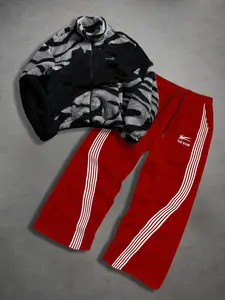 Men's Zipper Letter Graphic Windbreaker Jacket, Outdoor Parka Coat, Winter Jacket, Hoodie Star Print Drawstring Pants Set