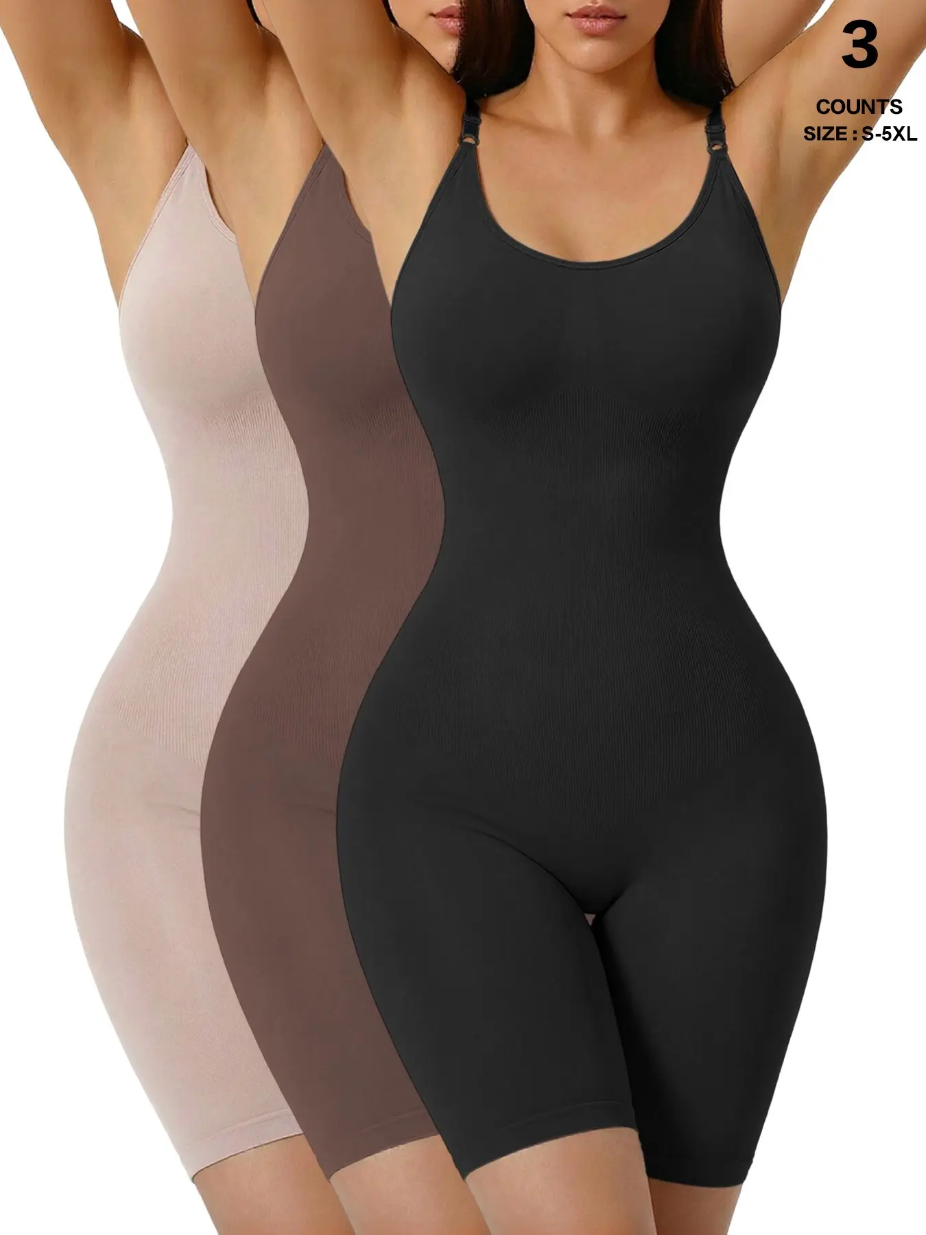 Hourglass Figure Shaping Bodysuit Underwear, Faja Shaper Bodysuit, Fit Shaper, Tummy Control & Hip Lifter, Seamless Smooth Solid Shapewear for Under Dresses, Casual Everyday All-Season Romper