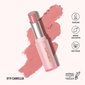 MOIRA | Signature Lipstick (019, Camellia) | Creamy Lightweight Lipstick with Glossy Shine, Non-Sticky Finish | Infused with Mango Butter & Squalane for Hydrating Comfort