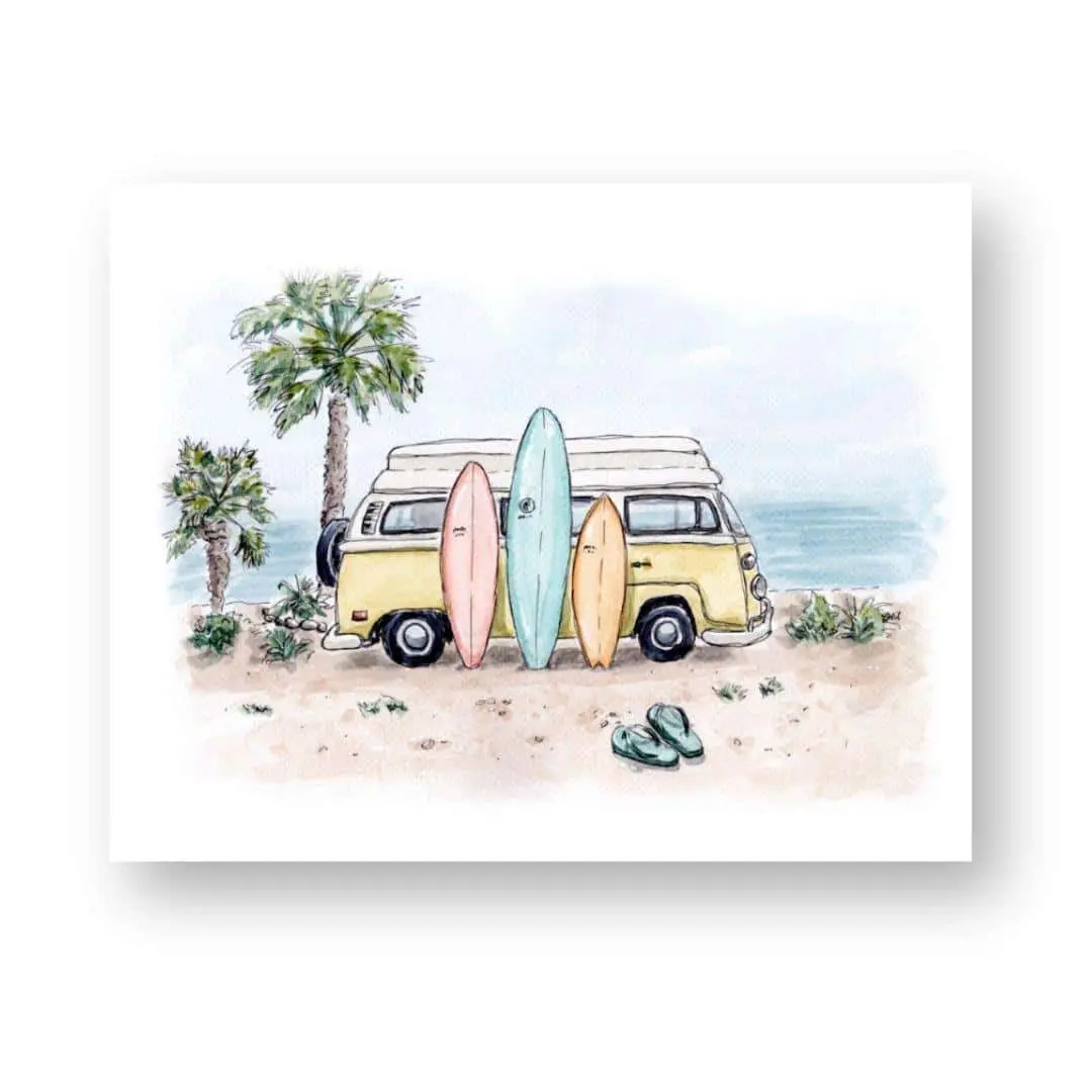 Endless Summer - Surf Van Dream Retro Poster for Wall Decoration