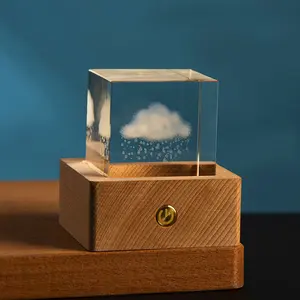 Luminous creative crystal ornaments clouds moon crystal cubes birthday gift desktop small ornaments Decor Glass