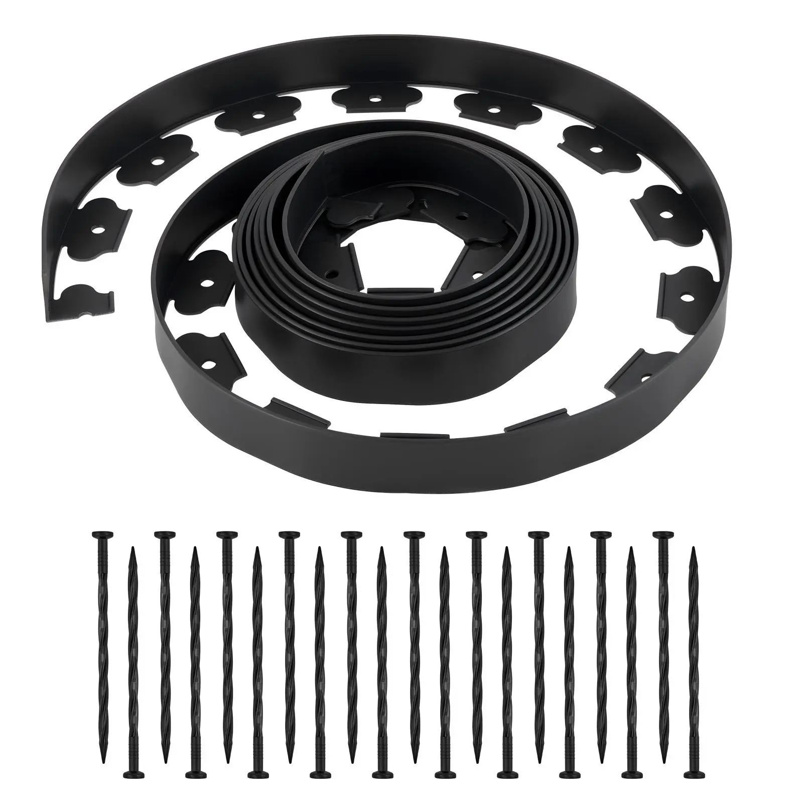 【SummerFinds】VEVOR Landscape Edging, 20 ft x 2 in Plastic Garden Border Edging with 120 Spikes, No Dig, Flexible Lawn Edgings Roll, UV-Resistant Mini Fence Borders Pathway Edgings for Flower Beds Yard Paver