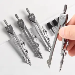 Geometric Precision Metal Compass, Professional Drawing Tool, Locking Adjustable Arm, Pencil Replacement, Ideal for Engineering, Construction, Architecture, Stem Tests, Woodworking