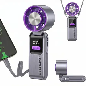 Portable Handheld Turbo Fan with Ice Cooler,high-speed fan with 199 speed settings,foldable design, Ice Cooling,5600mAh power bank,for summer Travel Vacation Essentials&Outdoor Activities cool fan Summervibes