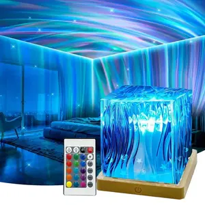 USB Aurora Projection Lamp 16-color LED Aurora Crystal Table Lamp with Remote Control Touch-sensitive Lamp for Home Decoration