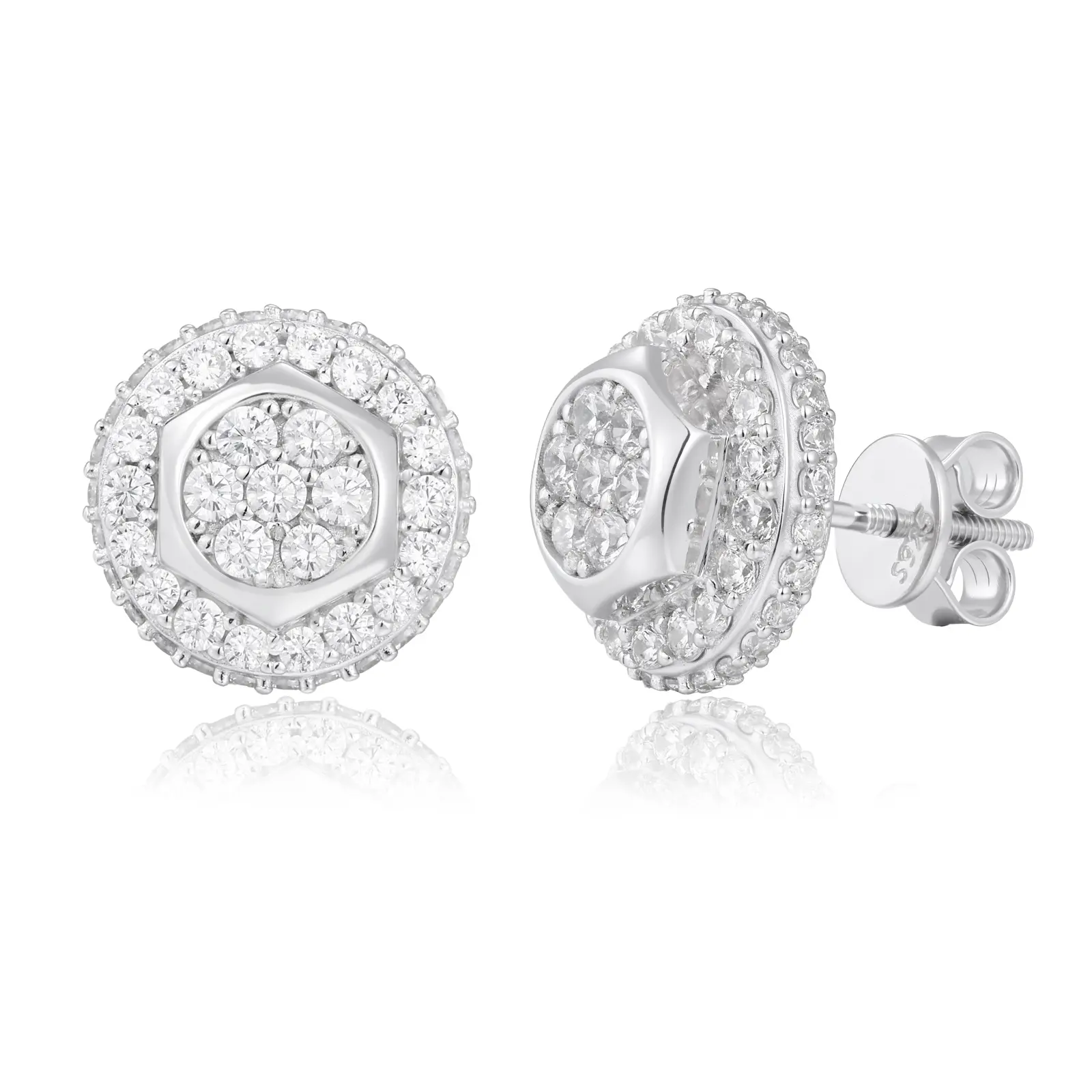 【#E628】Heavy-Duty Screws Earrings UCCIYO Lab-Created Moissanite Earrings For Women S925 Sterling Silver Stud Earring Men Hip Hop Jewelry Couple Gift