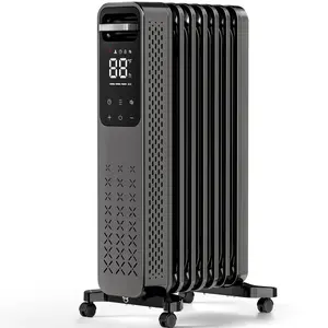 Electactic oil Radiator Heater for indoor Use Large Room with Remote Control,3 Heat Settings, Over-Heat & Tip-Over Protection, ETL-certified Safety,1500W,BLACK