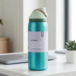 Ow-(Frozen Blue)32oz/945ml outdoor sports water bottle, double-layer vacuum insulated portable drinking cup, travel ice coffee cup，Frozen Drinks, Beautiful Appearance, Exquisite Work, Suitable for Camping, Work, Indoor Use-Drinkware Flasks Bottled Stylish