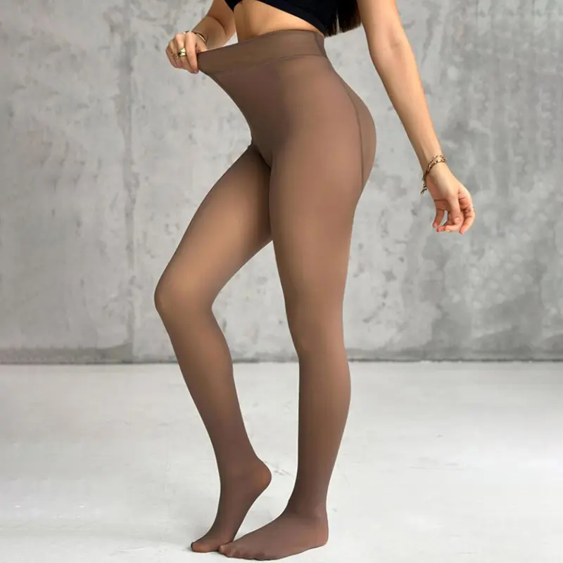 [Size Regular/Large/Extra Large]ChicMe Warm Winter Women's  Fleece Lined Tights Sheer Fake Translucent Thermal High Waist Pantyhose Tights Leggings