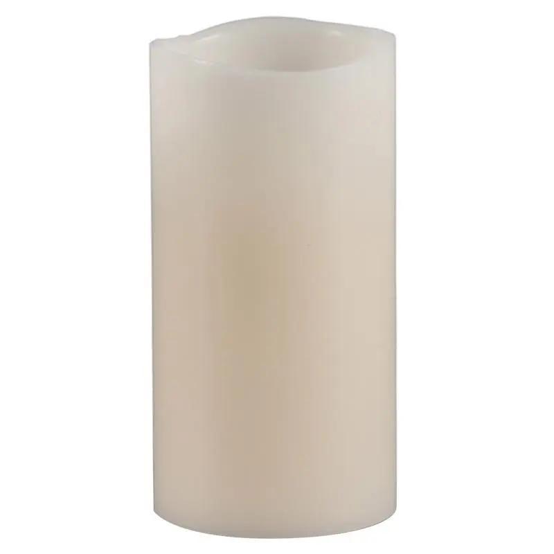 Everlasting Glow 9067846 Scented Bisque Vanilla Pillar Household Candle - Flameless Flickering Light, Switch-Operated, Drip-Free, Wavy Edge, Decorative, Easy to Use for Home Decor, Gift for Children, Everyone